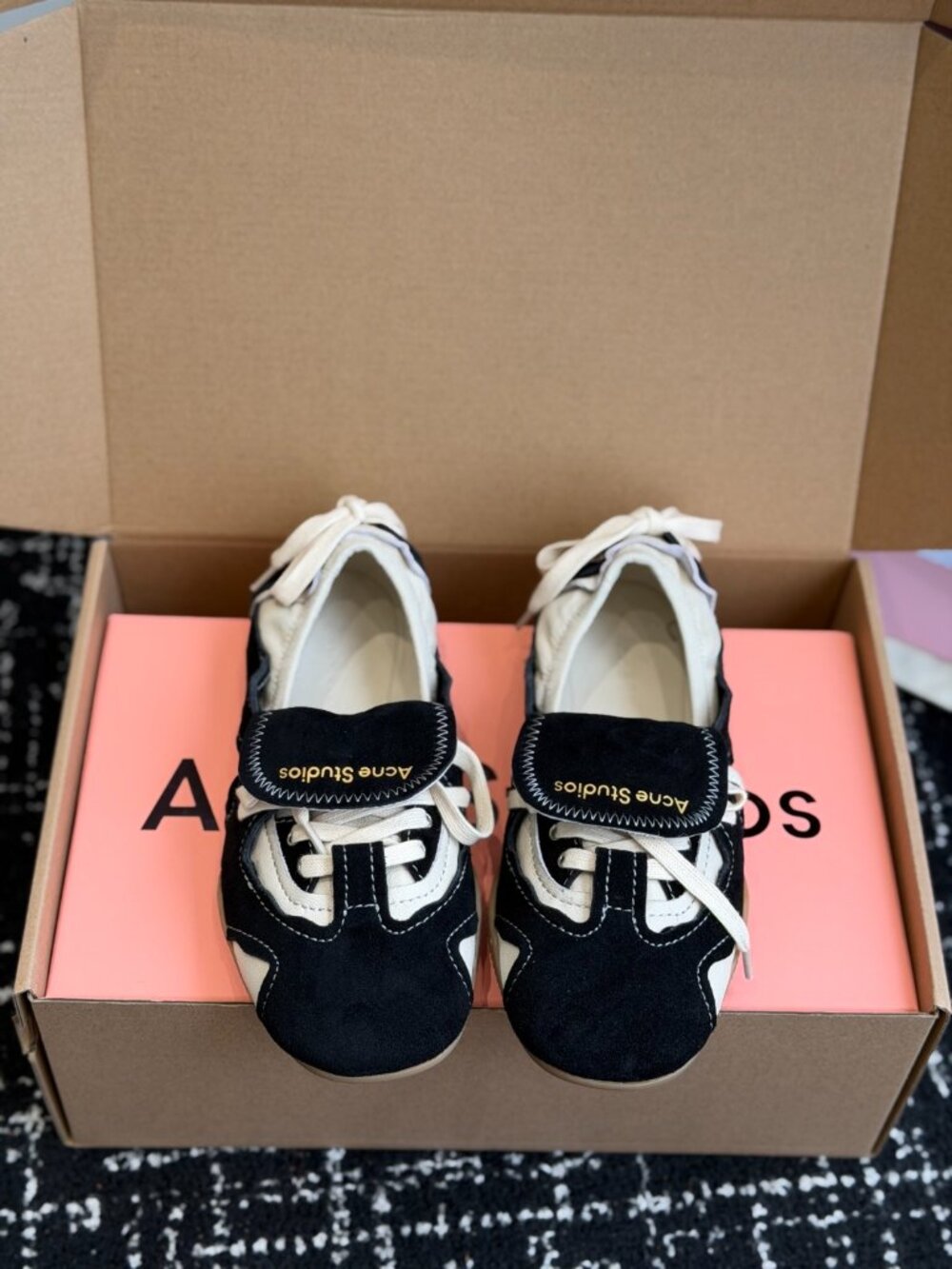 Acne Studios Black & White Contrast Fold-Over Tongue Sneakers